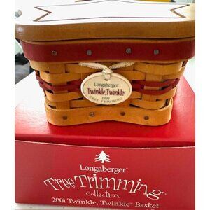 Longaberger Tree Trimming 2001 Twinkle Basket, Lid, Liner & Tie-On
